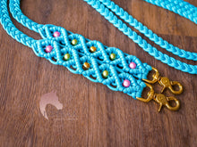 Load image into Gallery viewer, Macrame Reins - Beaded Turquoise