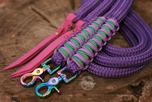 Load image into Gallery viewer, Split Reins - Purple Rainbow