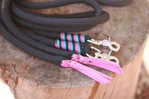 Split Reins - Fuchsia/Turquoise/Black