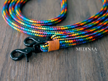 Load image into Gallery viewer, IN STOCK Rope Reins - Black Rainbow