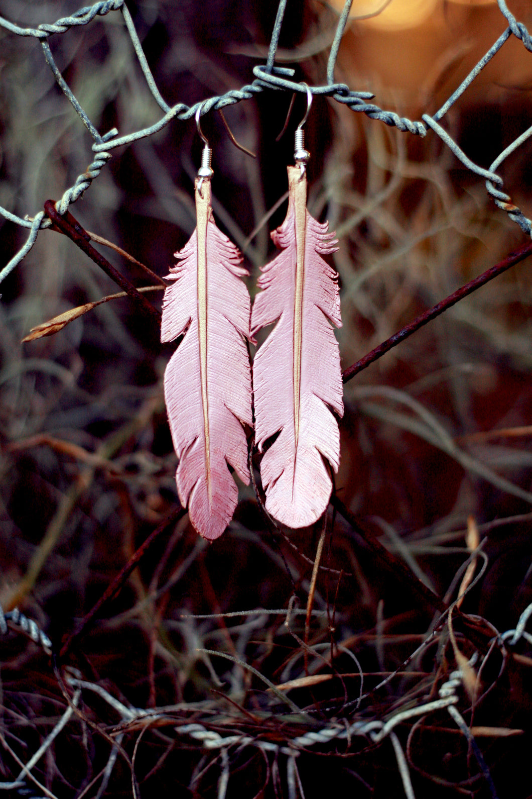 IN STOCK Leather Earrings - Dusty Pink