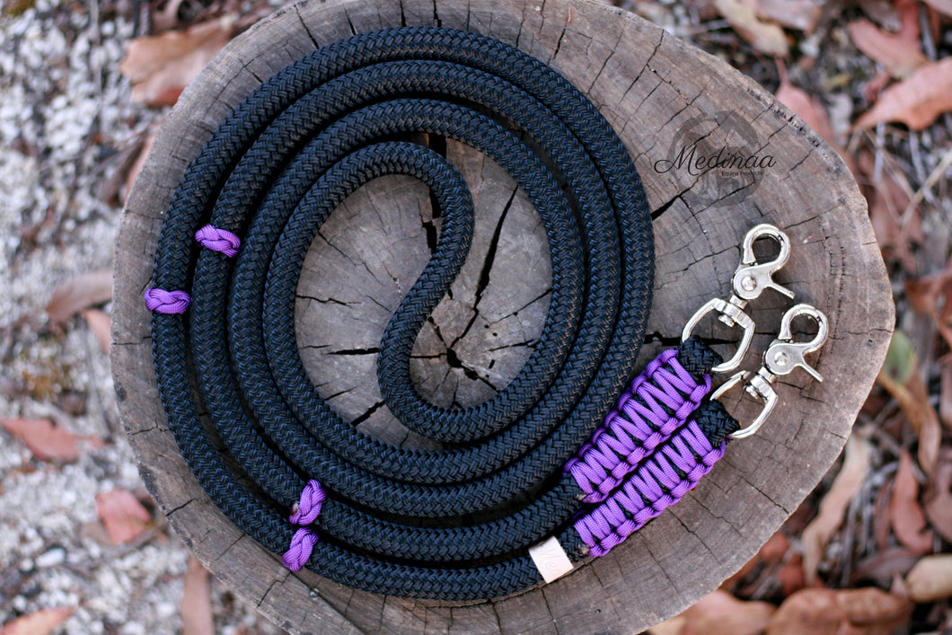 Rope Reins - Black/ Purple