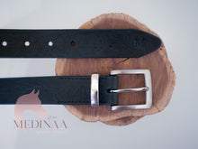 Load image into Gallery viewer, IN STOCK Leather Belt - Black Horse - Left Handed!