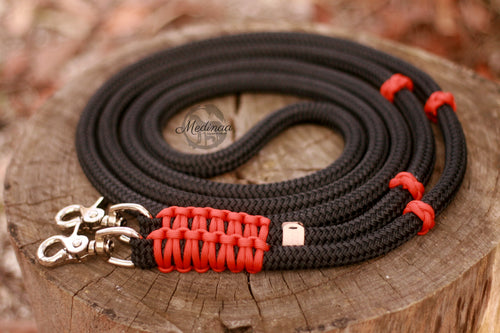 Rope Reins - Black/ Burned Orange