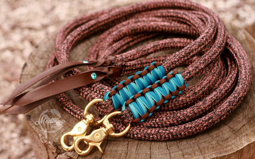 Rope Reins - Aqua Tweed