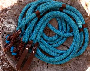 Split Reins with Rope Connectors; Caribbean and Walnut