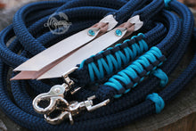 Load image into Gallery viewer, Split Reins - Navy/Turquoise