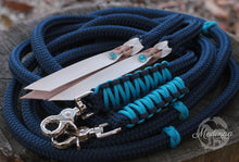 Load image into Gallery viewer, Split Reins - Navy/Turquoise